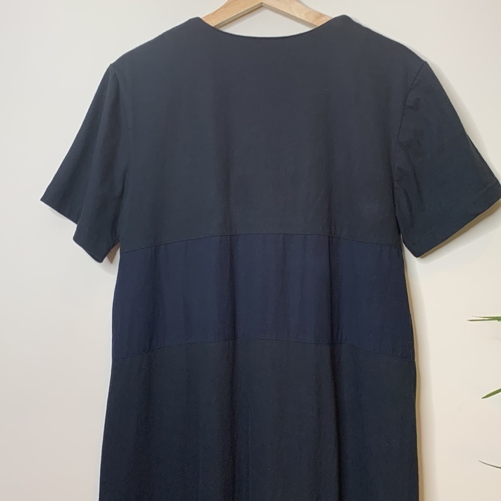 Country Wear 2000 Black Cotton Linen Fish Cat Patchwork Shortsleeve Maxi Dress M - Picture 15 of 17